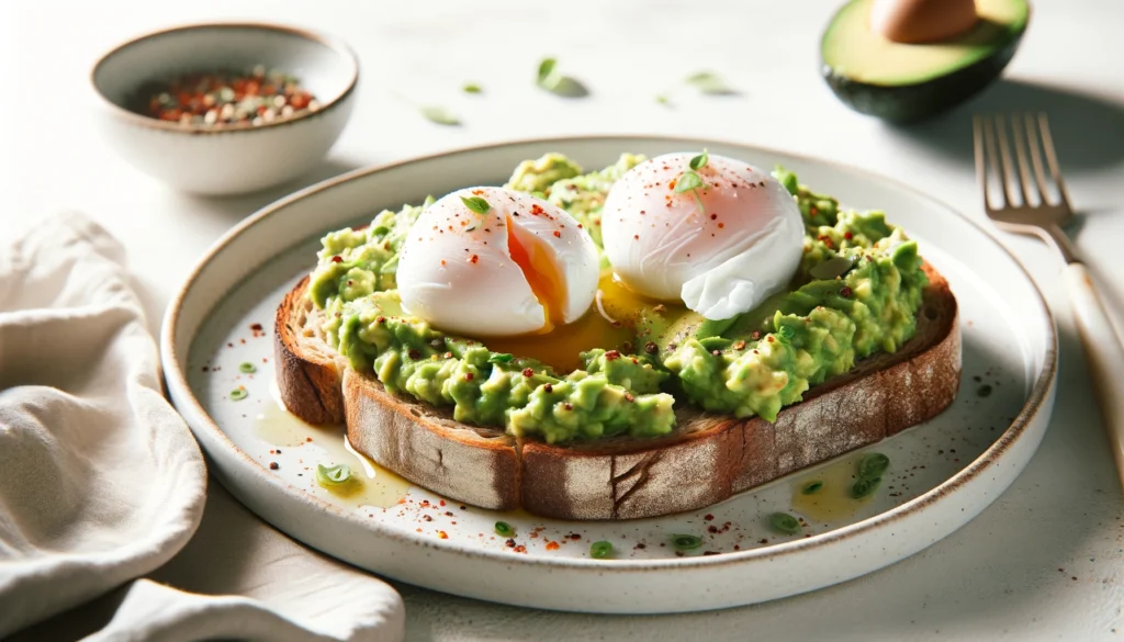 Receta Tostadas de Aguacate y Huevo Pochado. Información nutricional,calorías,freidora de aire,airfryer 