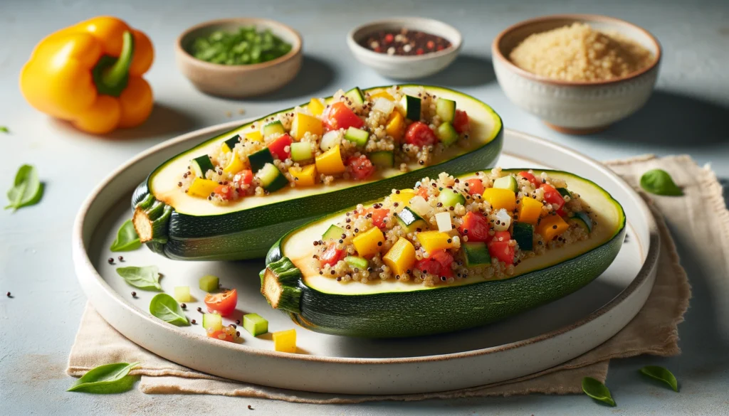 Receta de Calabacines Rellenos de Quinoa y Verduras en freidora de aire.información nutricional.calorías airfryer 