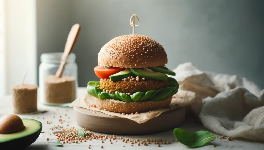 Receta de Hamburguesas de Lentejas y Quinoa en Pan Integral en freidora de aire.información nutricional.calorías airfryer 