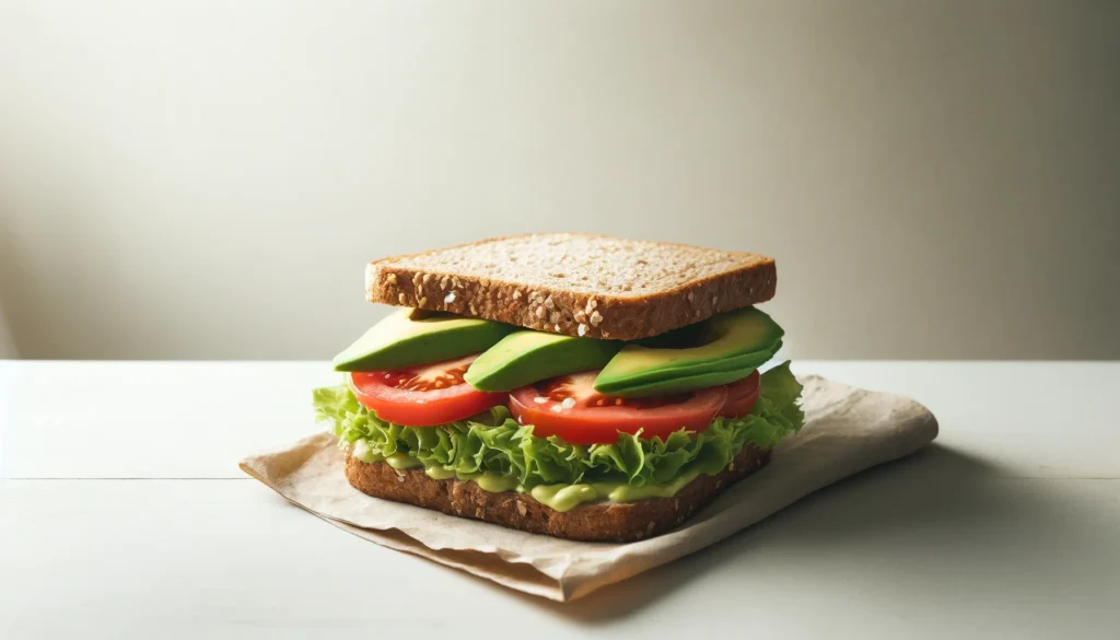 Receta de Sándwich de Aguacate y Tomate en Pan Integral en freidora de aire.información nutricional.calorías airfryer 