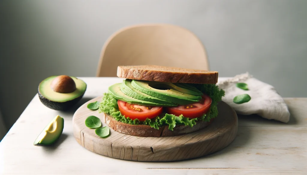 Receta de Sándwich de Aguacate y Tomate en Pan Integral en freidora de aire.información nutricional.calorías airfryer