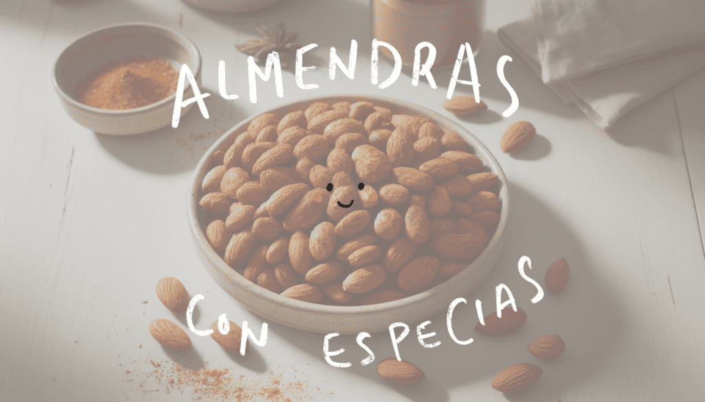 Almendras tostadas con especias. Información nutricional,calorías,freidora de aire,airfryer,receta