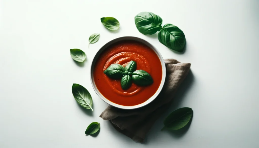 Receta de Sopa de Tomate Asado con Albahaca Fresca en freidora de aire.información nutricional.calorías airfryer