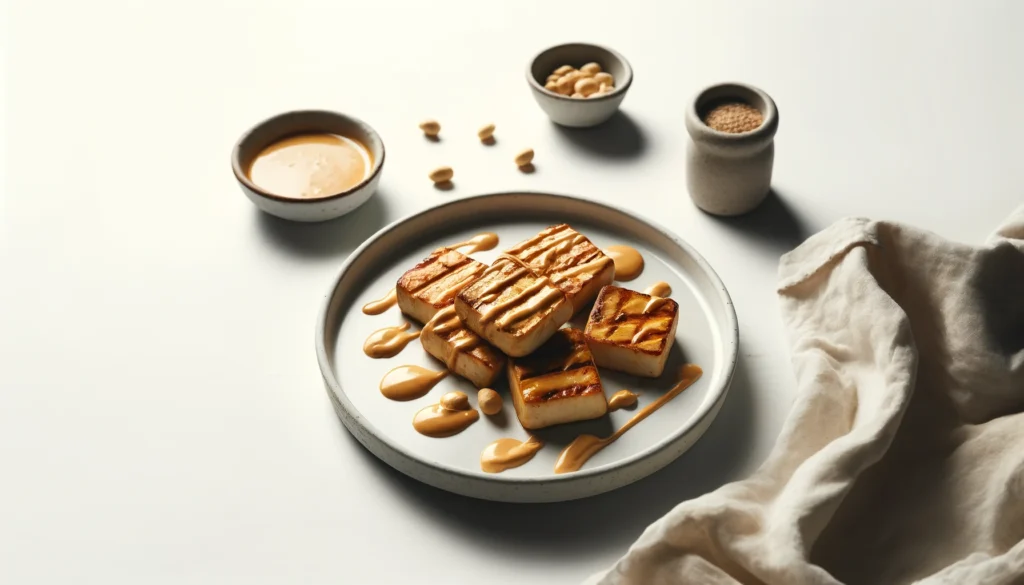 Receta de Tofu a la Plancha con Salsa de Cacahuete en freidora de aire.información nutricional.calorías airfryer