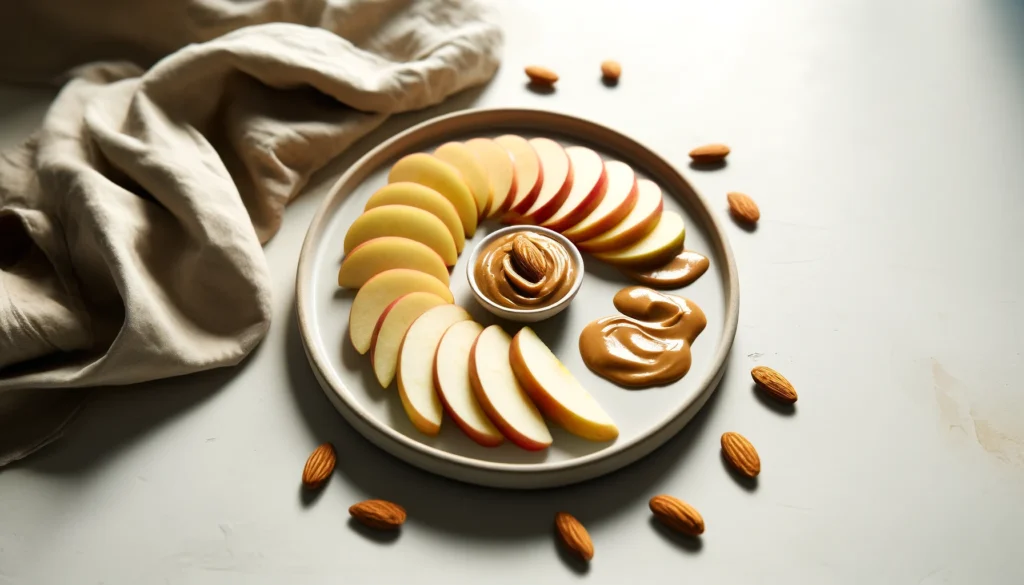 Receta de Rodajas de Manzana con Mantequilla de Almendras en freidora de aire.información nutricional.calorías airfryer