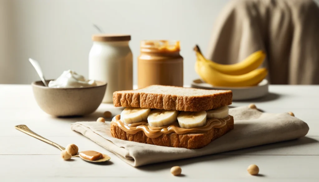 Receta de Bocadillos de Crema de Cacahuete y Plátano en Pan Integral en freidora de aire.información nutricional.calorías airfryer 