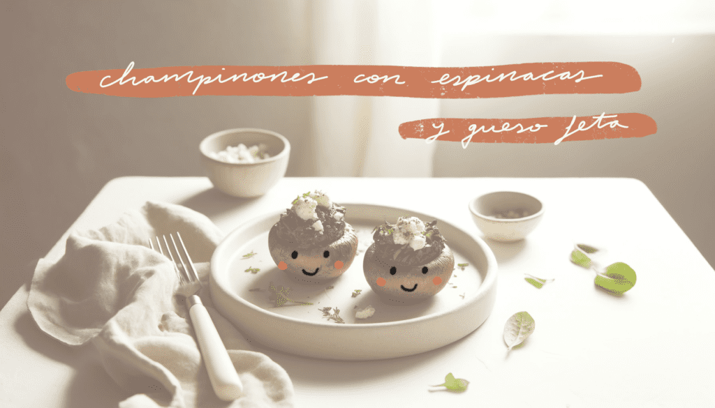 Receta champiñones rellenos de Espinacas y queso feta.información nutricional,calorías,freidora de aire,airfryer