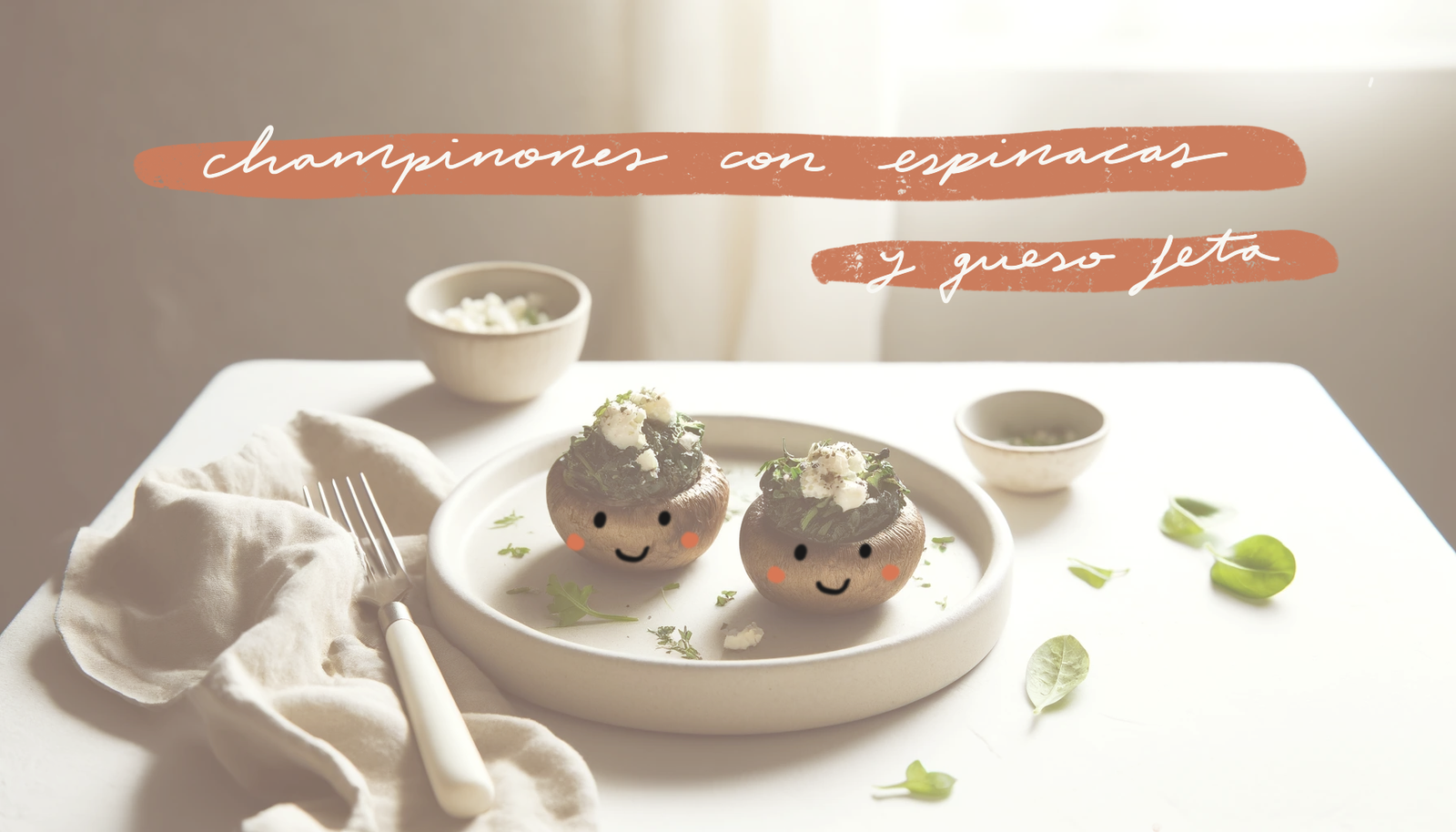 Champiñones Rellenos de Espinacas y Queso Feta